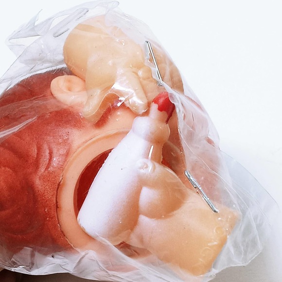 Vtg Crafty Ladies Doll Head & Hands Blue Eyes Holding Bottle in Hand Open Mouth - Picture 5 of 8